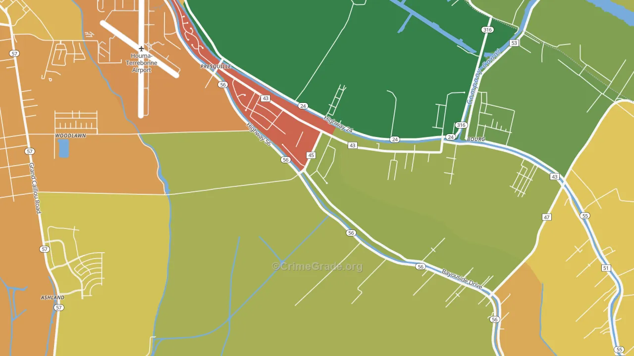 Presquille, LA Map of Vandalism Rates