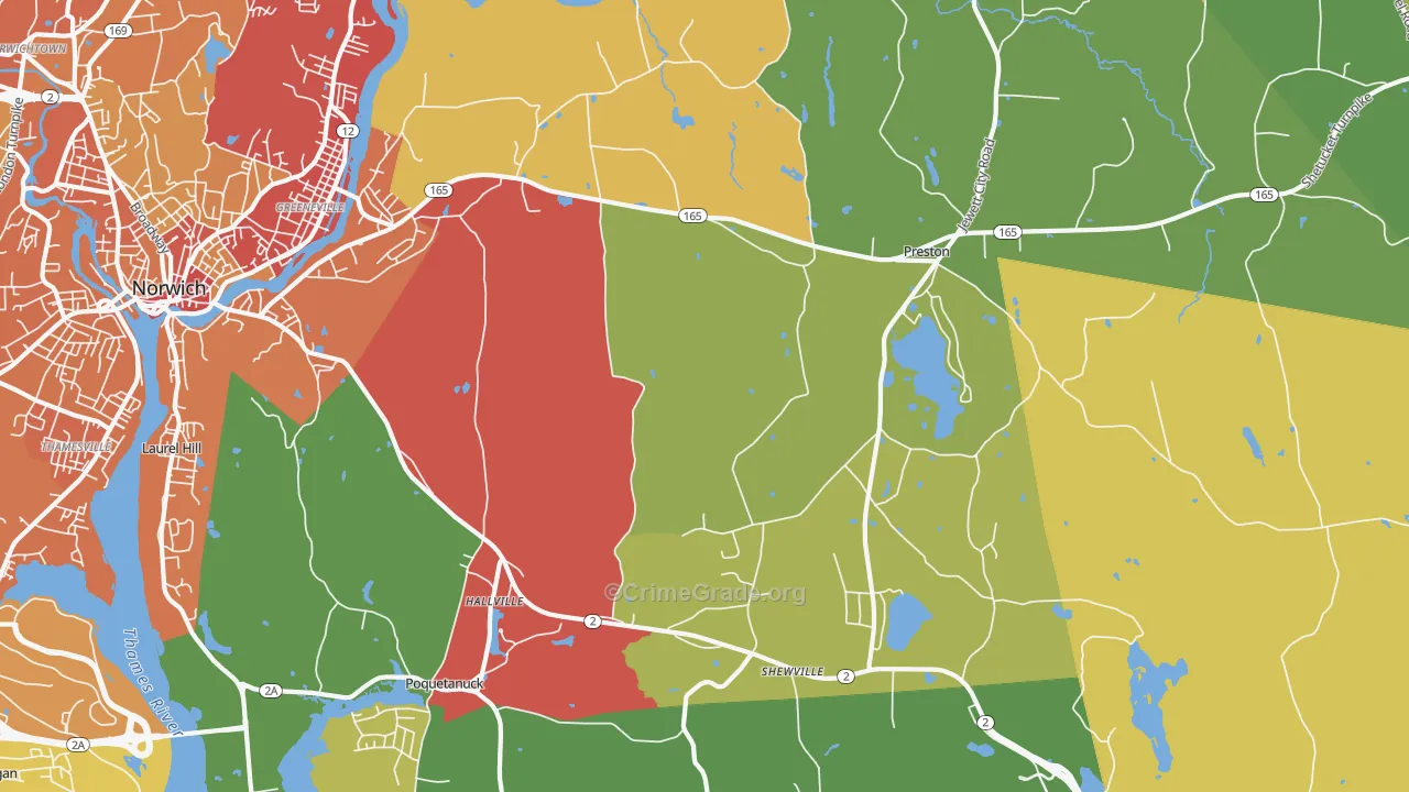 Preston, CT Map of Vandalism Rates