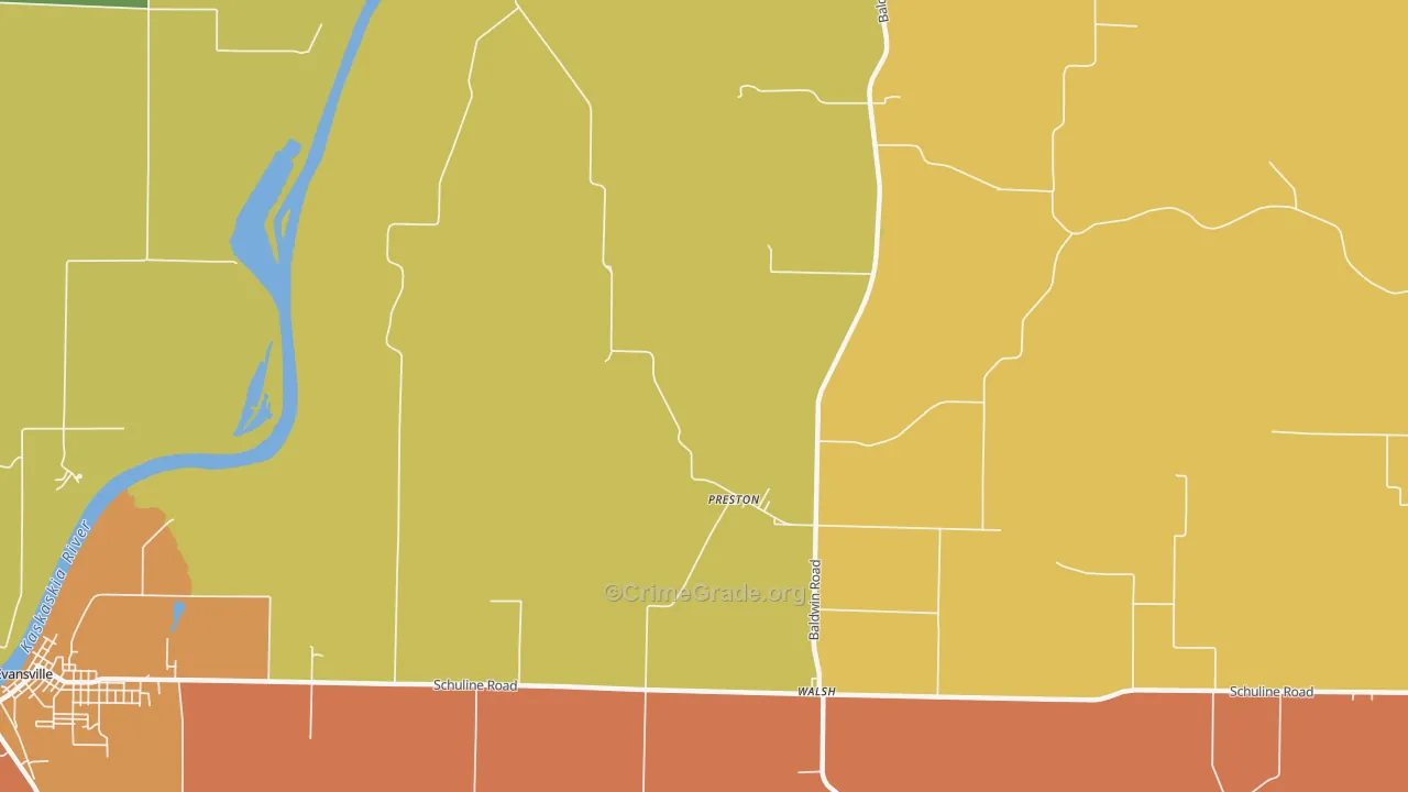 Preston, IL Map of Vandalism Rates