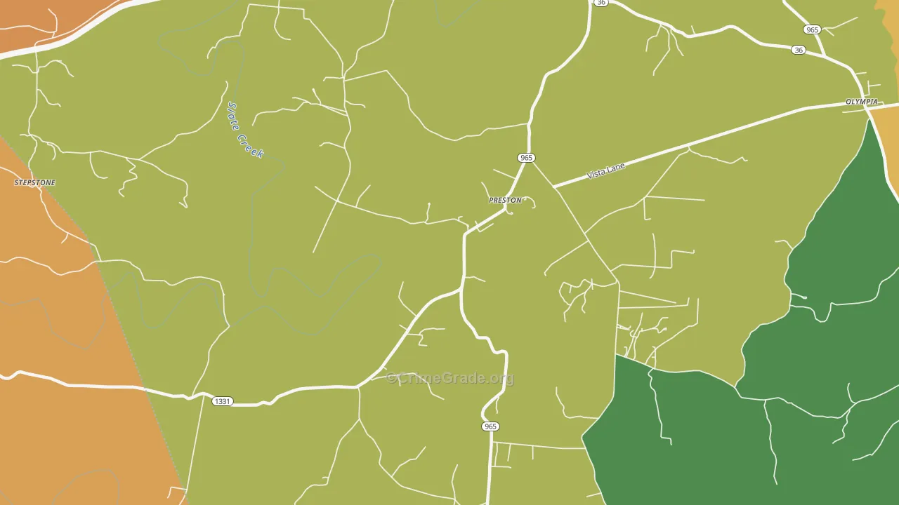 Preston, KY Map of Vandalism Rates