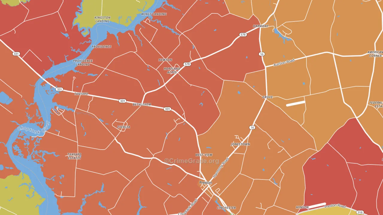 Preston, MD Map of Vandalism Rates