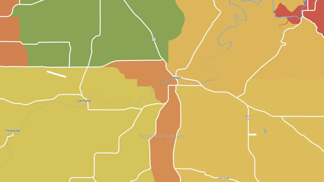 Preston, MN Map of Vandalism Rates