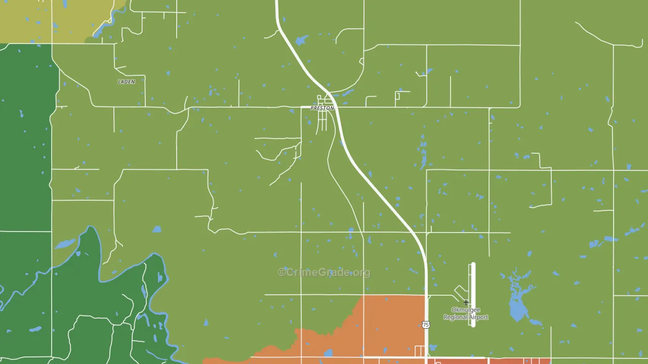 Preston, OK Map of Vandalism Rates