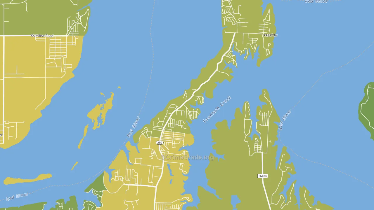 Preston, TX Map of Vandalism Rates