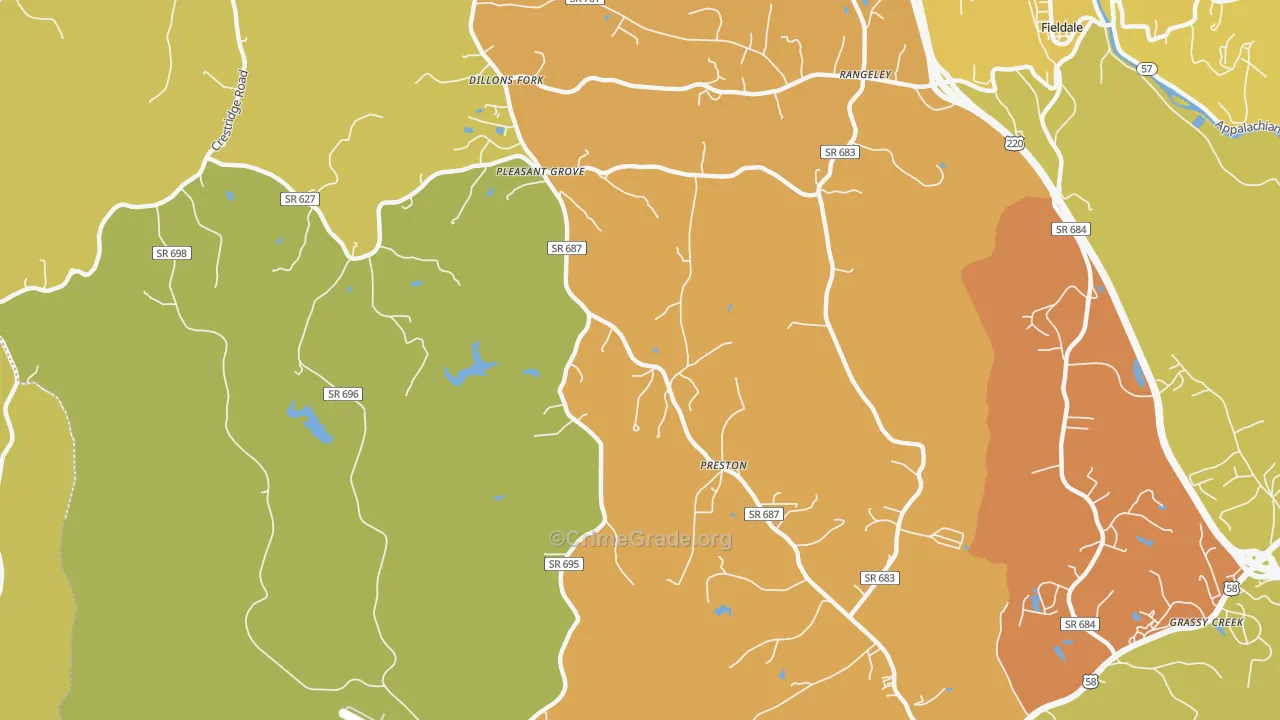 Preston, VA Map of Vandalism Rates
