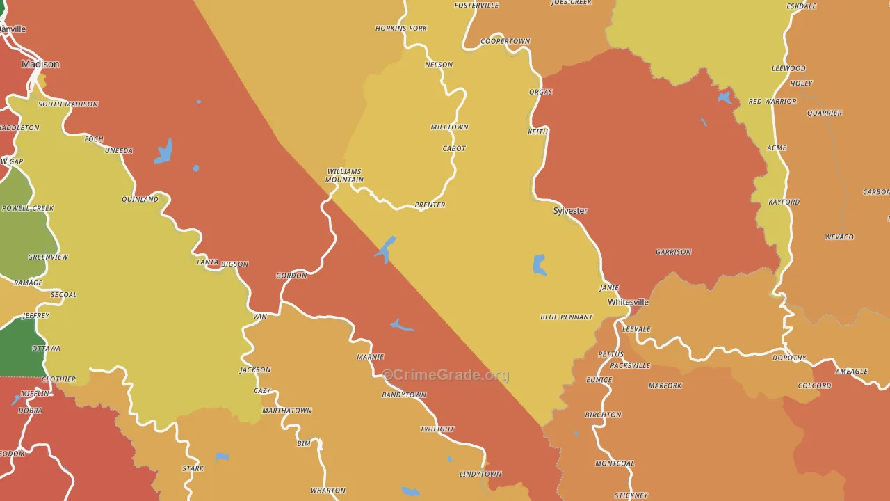 Price Hill, WV Map of Vandalism Rates