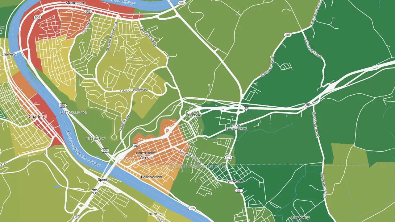 Pricedale, PA Map of Vandalism Rates