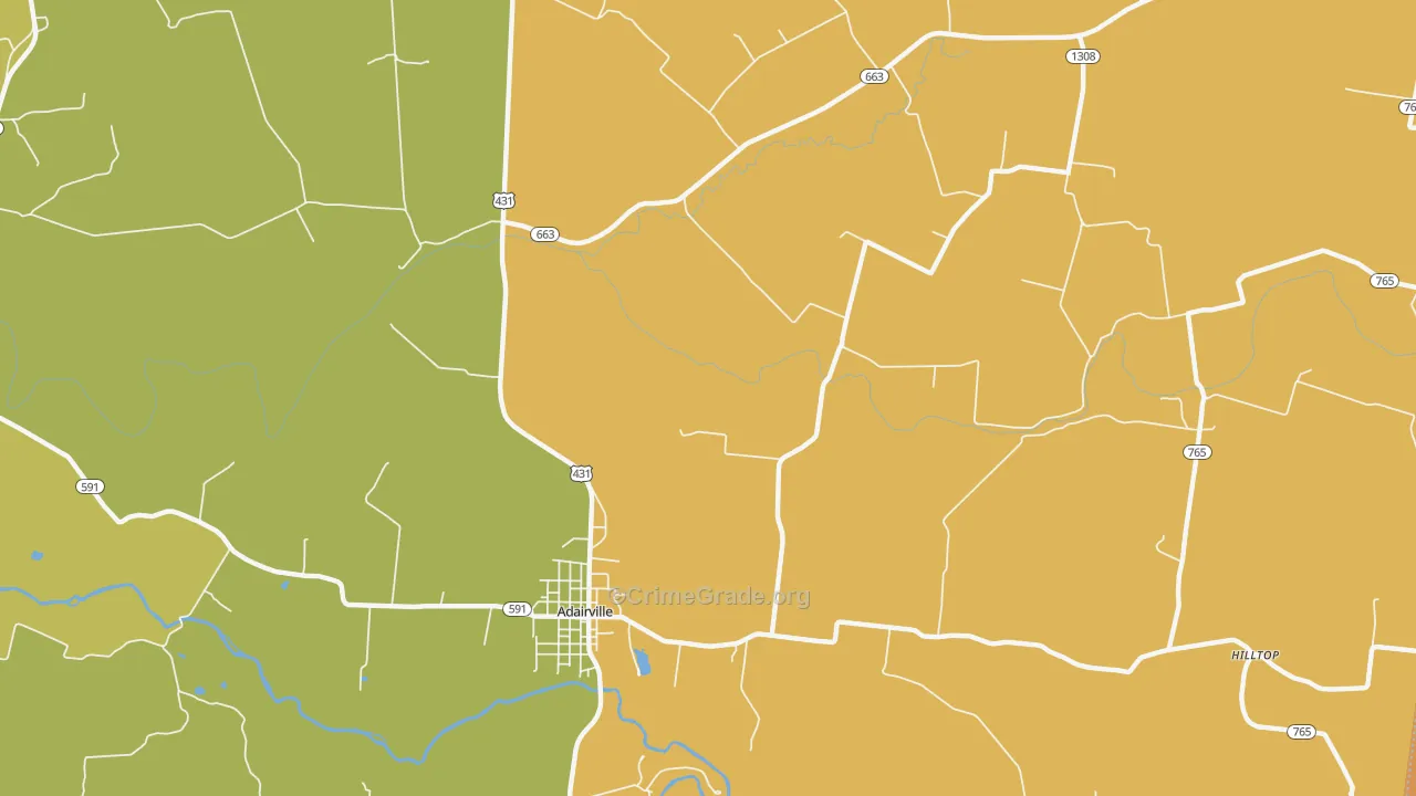 Prices Mill, KY Map of Vandalism Rates
