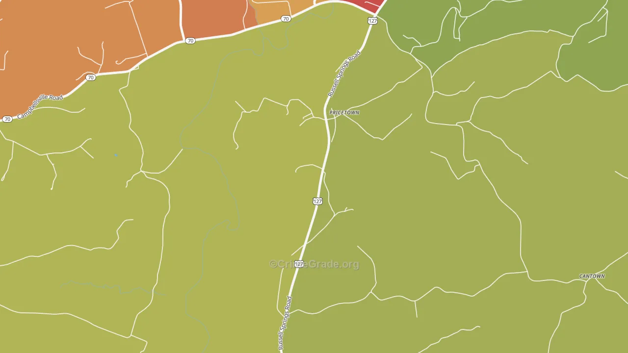 Pricetown, KY Map of Vandalism Rates