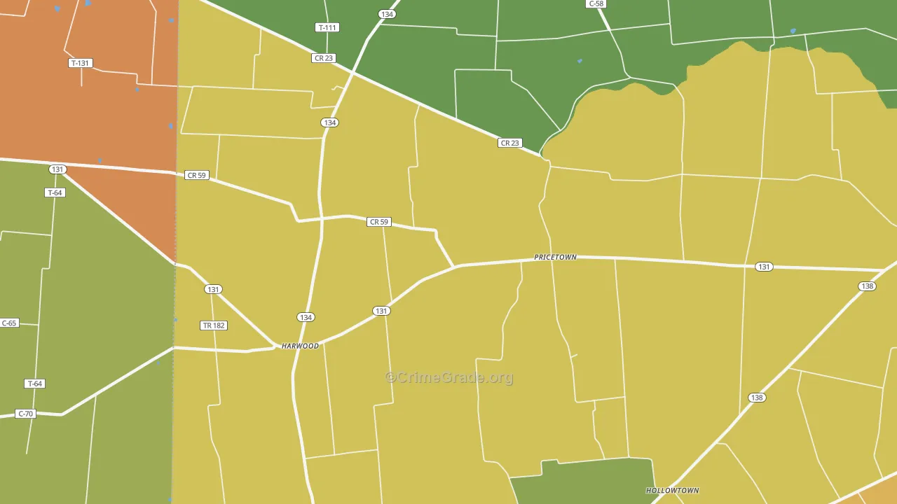 Pricetown, OH Map of Vandalism Rates