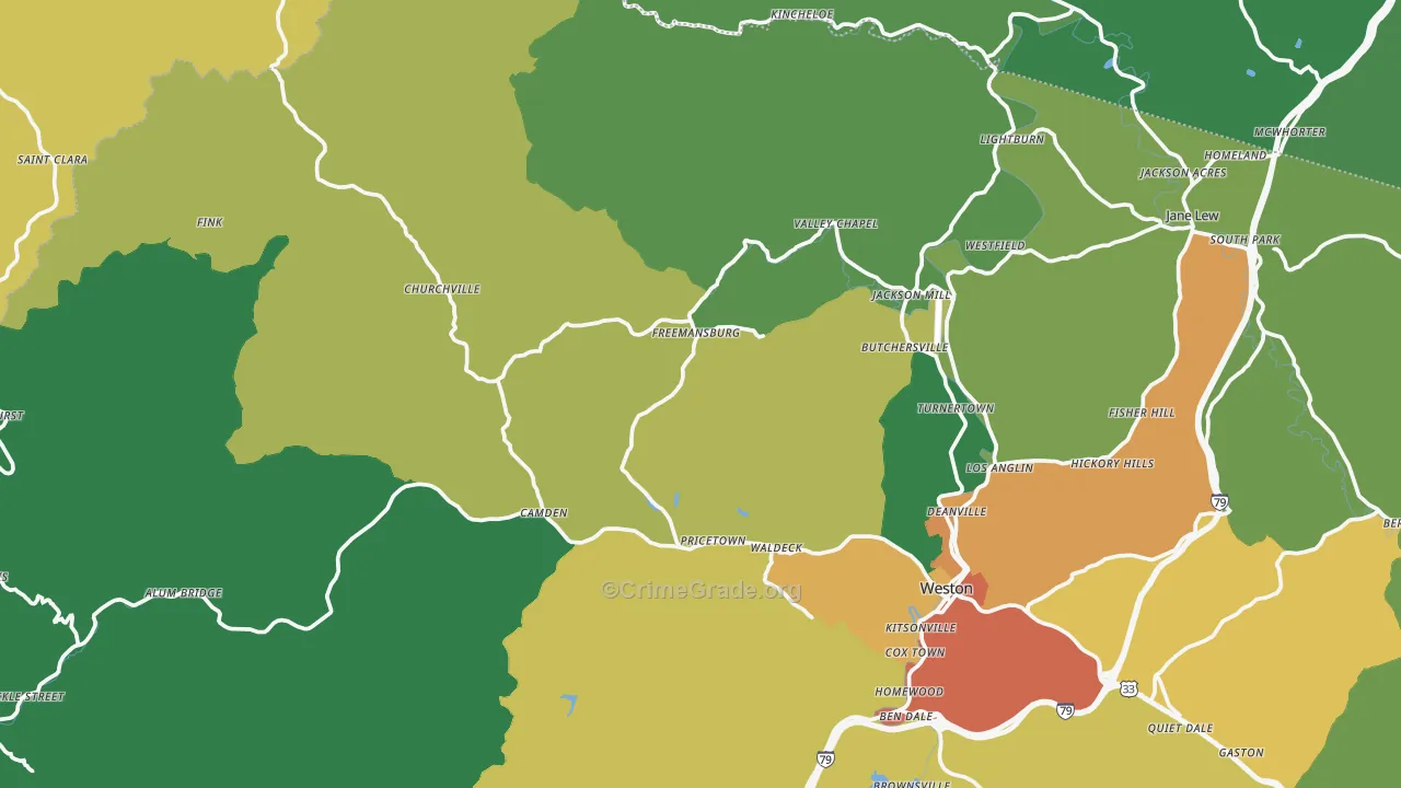 Pricetown, WV Map of Vandalism Rates