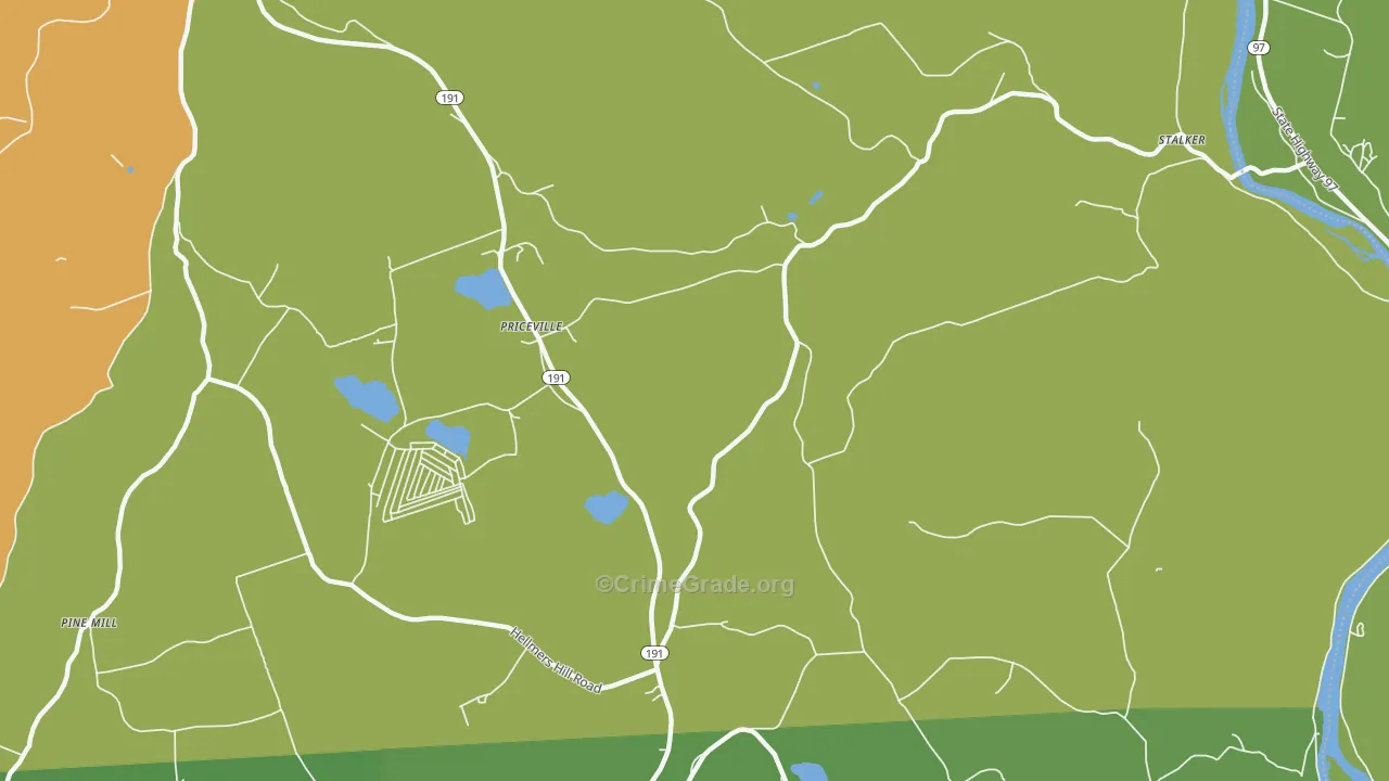 Priceville, PA Map of Vandalism Rates