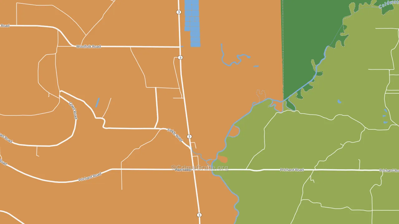 Prichard, MS Map of Vandalism Rates