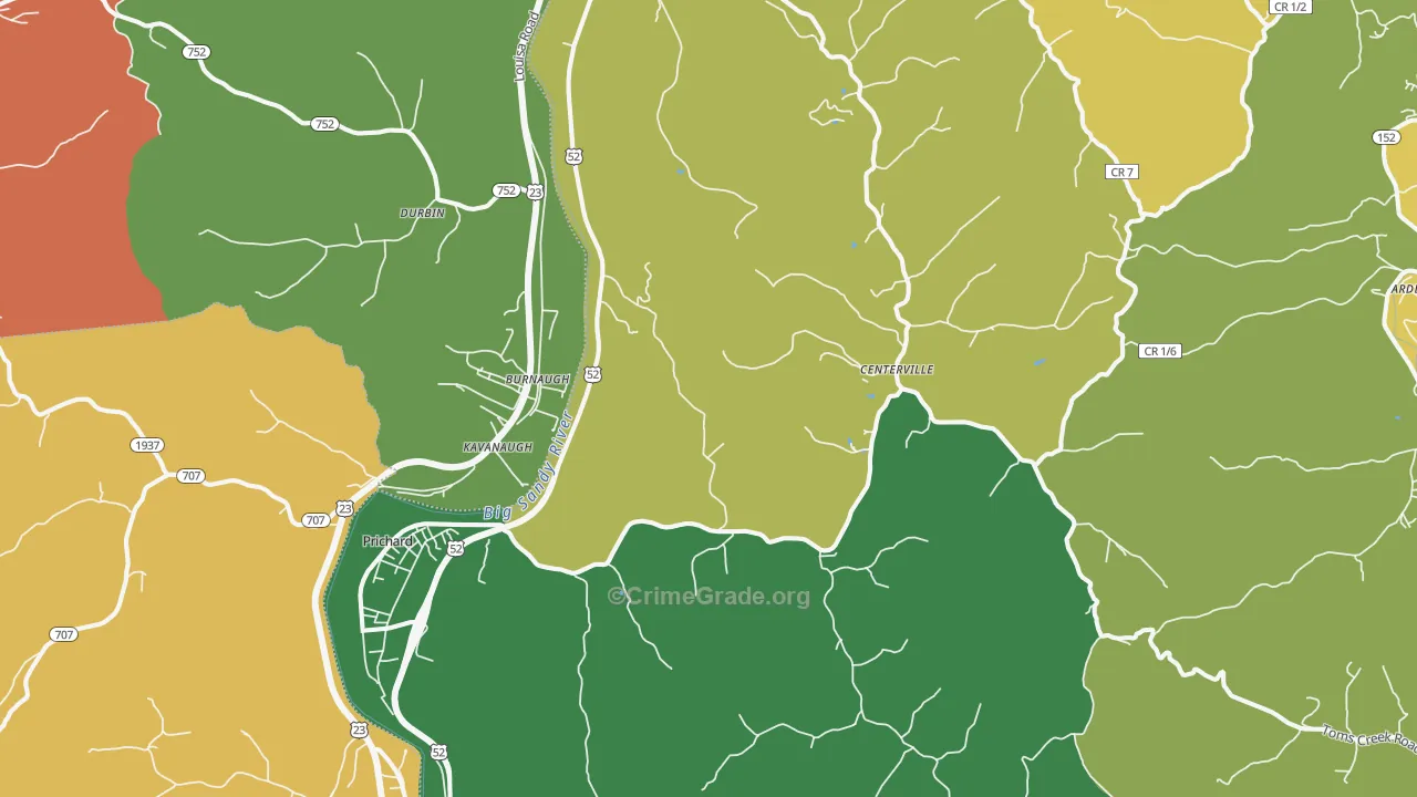 Prichard, WV Map of Vandalism Rates