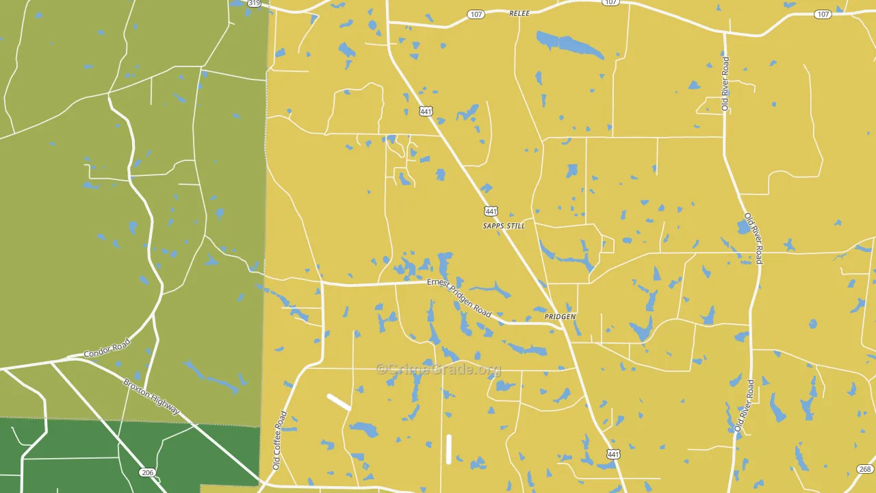 Pridgen, GA Map of Vandalism Rates