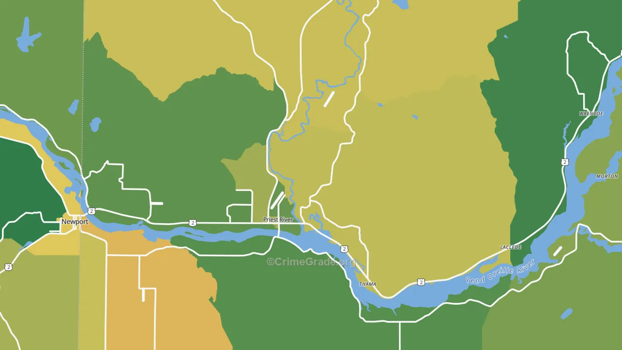 Priest River, ID Map of Vandalism Rates