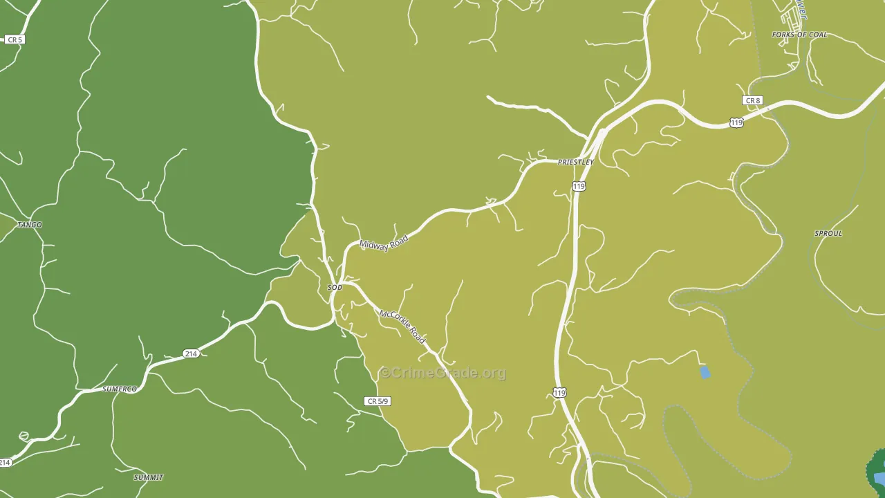 Priestley, WV Map of Vandalism Rates