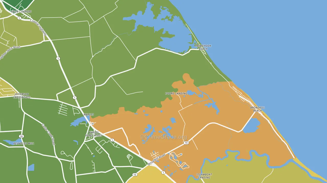 Primehook Beach, DE Map of Vandalism Rates