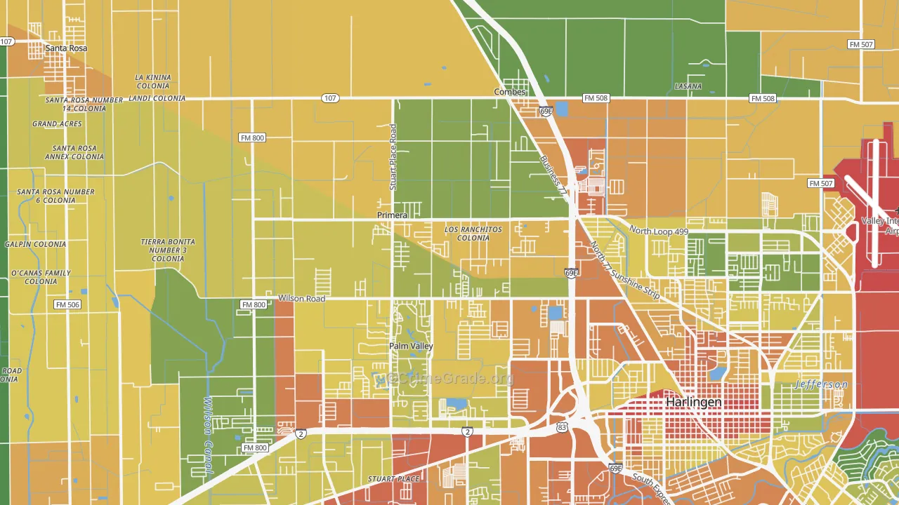 Primera, TX Map of Vandalism Rates
