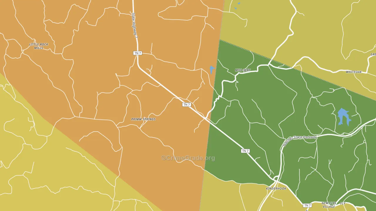 Primm Springs, TN Map of Vandalism Rates