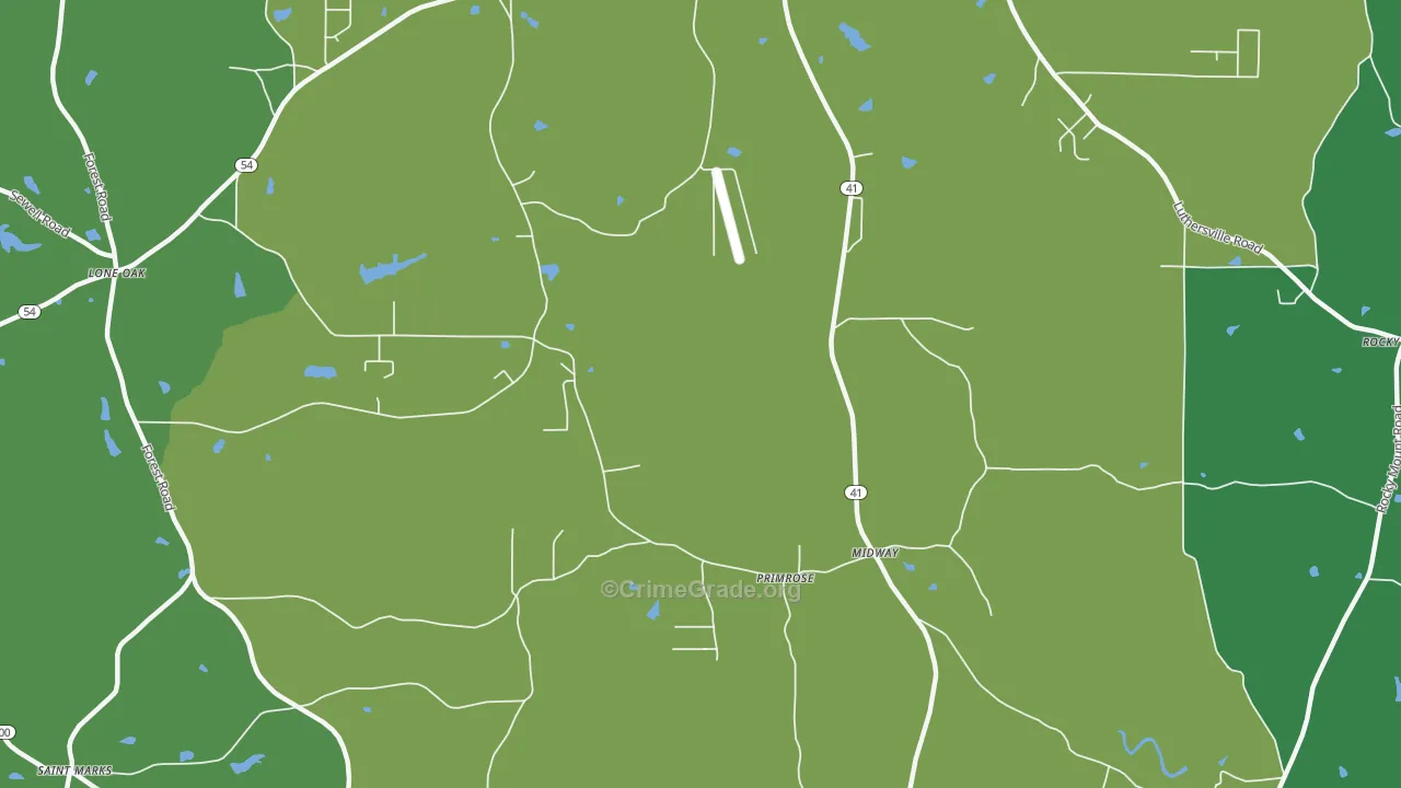 Primrose, GA Map of Vandalism Rates