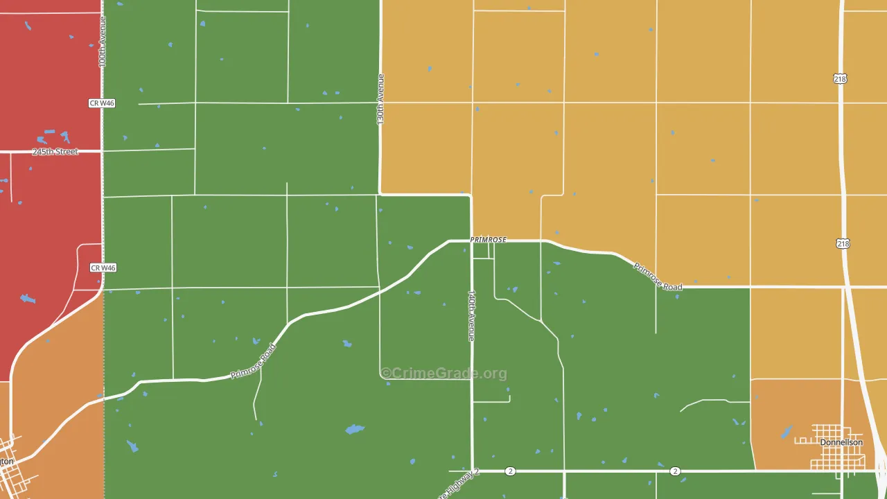 Primrose, IA Map of Vandalism Rates