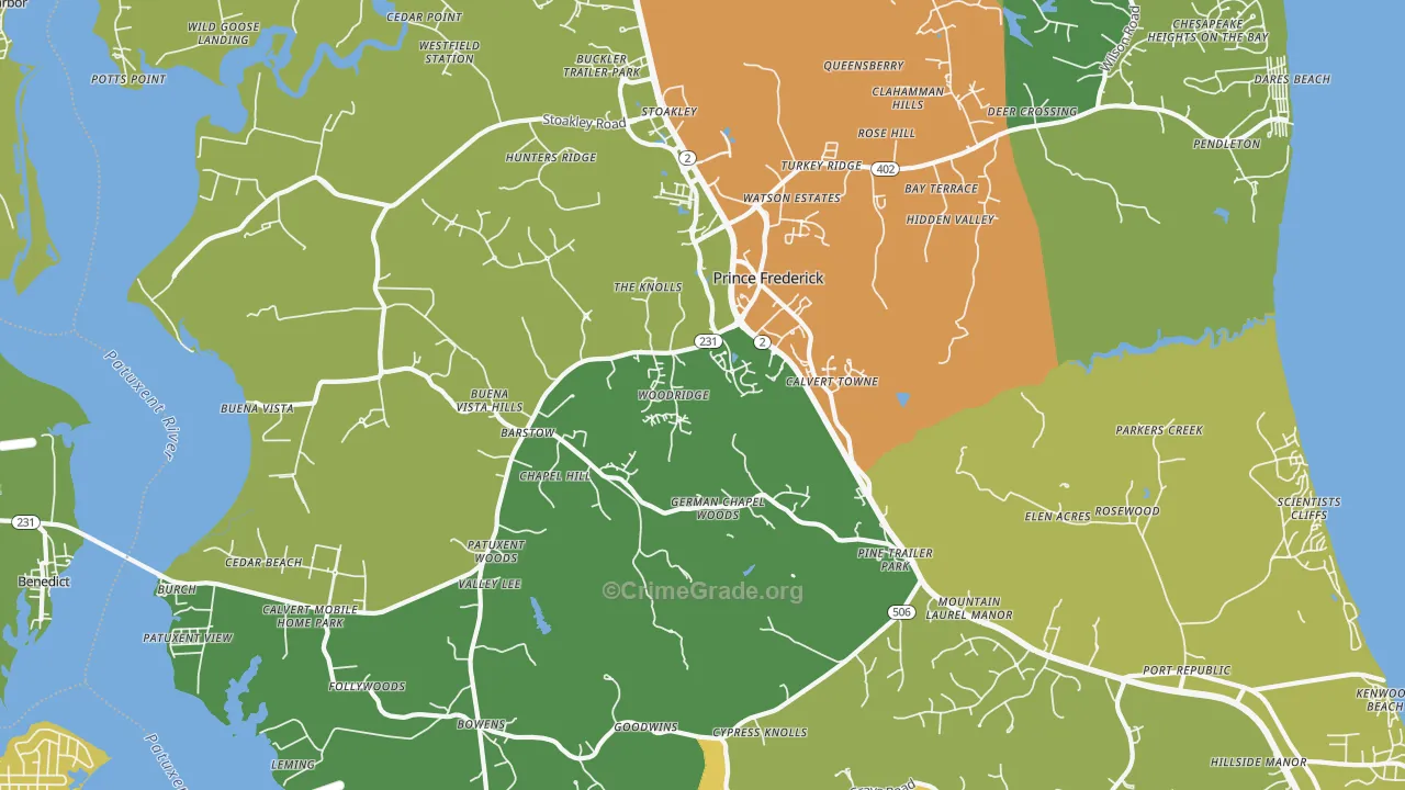 Prince Frederick, MD Map of Vandalism Rates