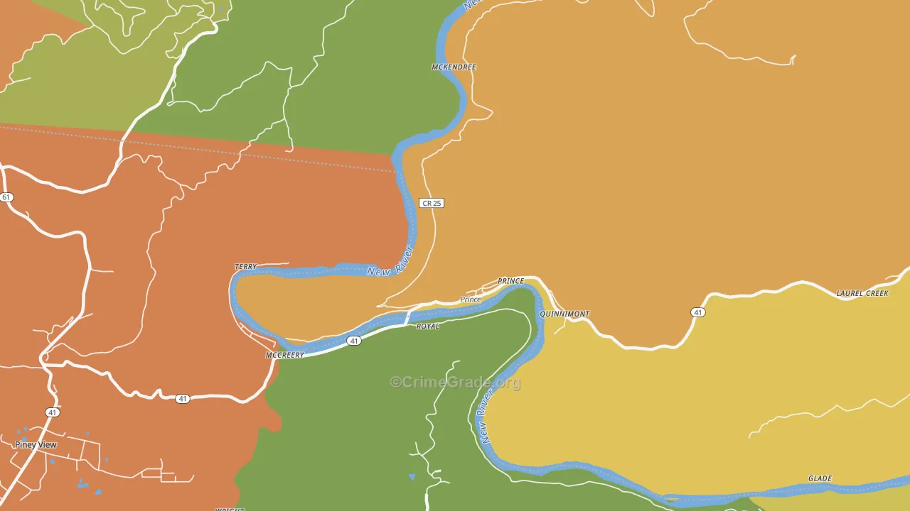 Prince, WV Map of Vandalism Rates
