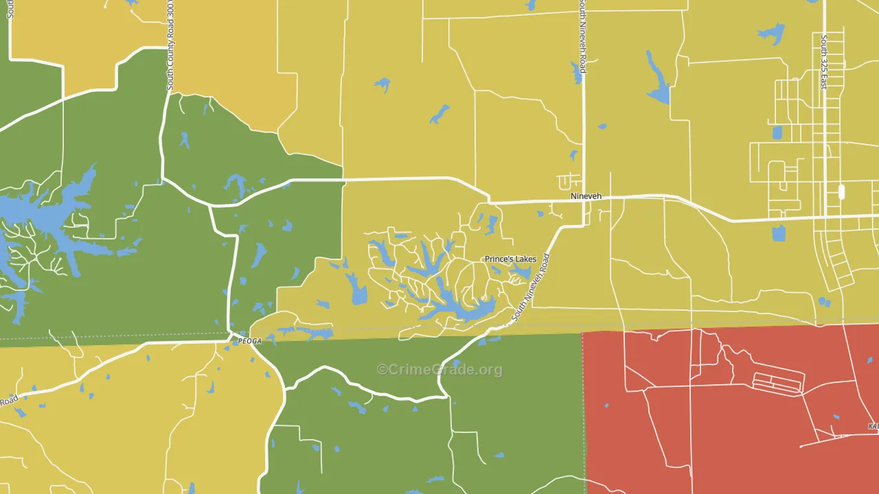 Princes Lakes, IN Map of Vandalism Rates