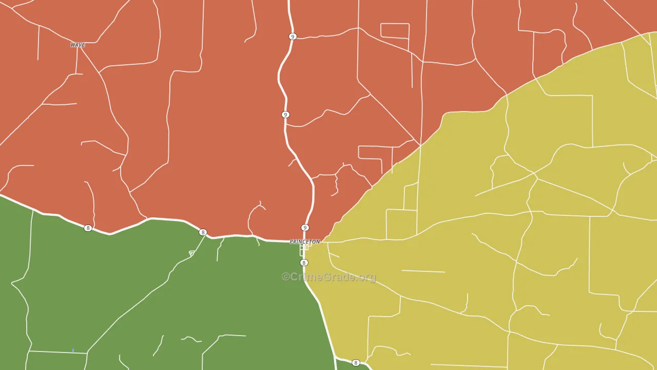 Princeton, AR Map of Vandalism Rates