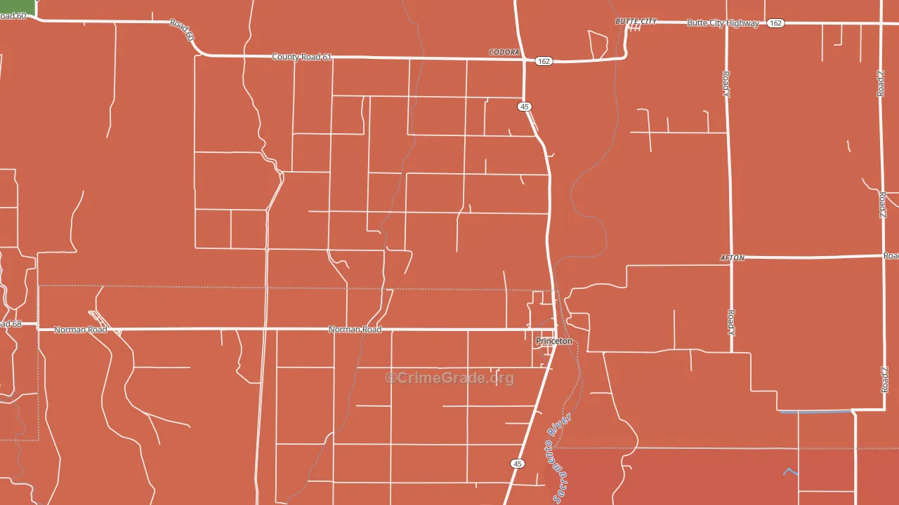 Princeton, CA Map of Vandalism Rates