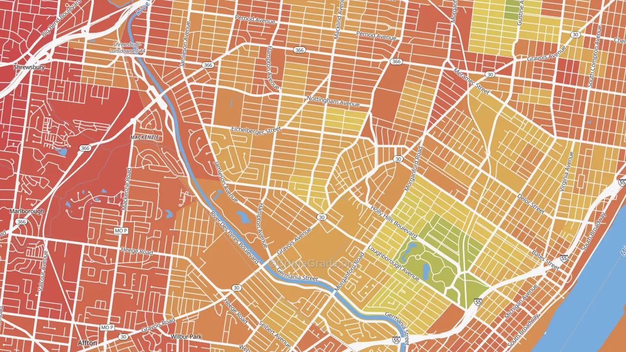 Princeton Heights, St. Louis, MO Map of Vandalism Rates