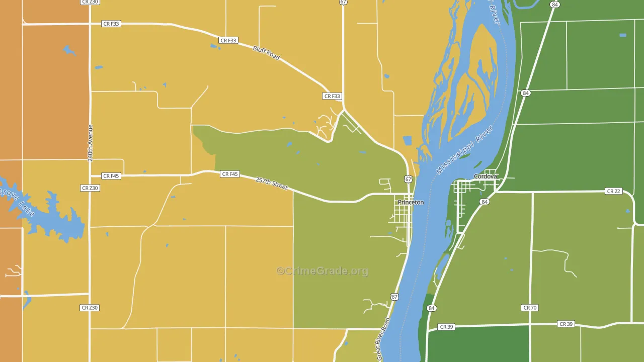 Princeton, IA Map of Vandalism Rates