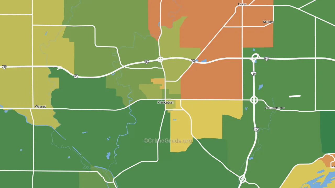 Princeton, IL Map of Vandalism Rates
