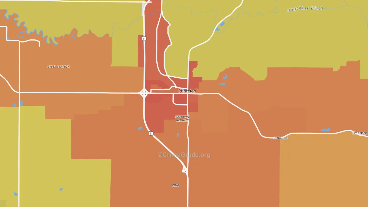 Princeton, IN Map of Vandalism Rates