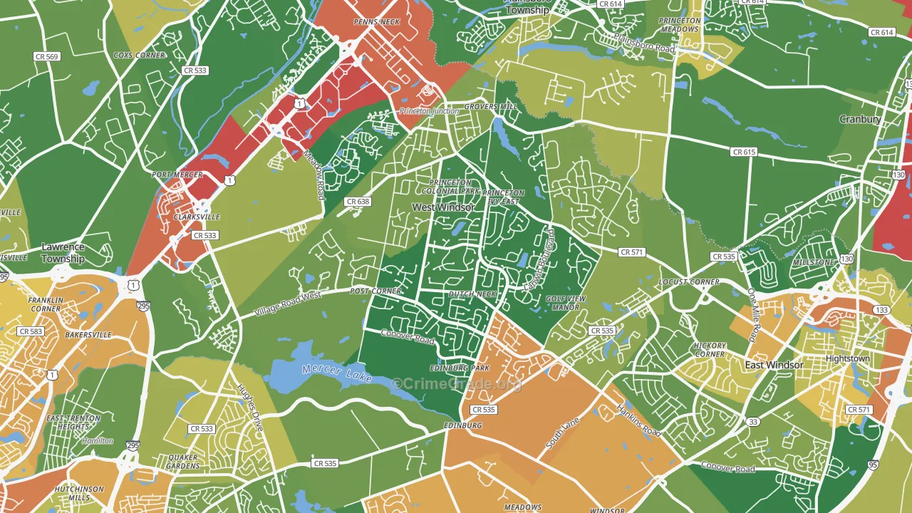 Princeton Junction, NJ Map of Vandalism Rates