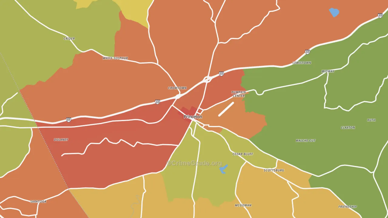 Princeton, KY Map of Vandalism Rates