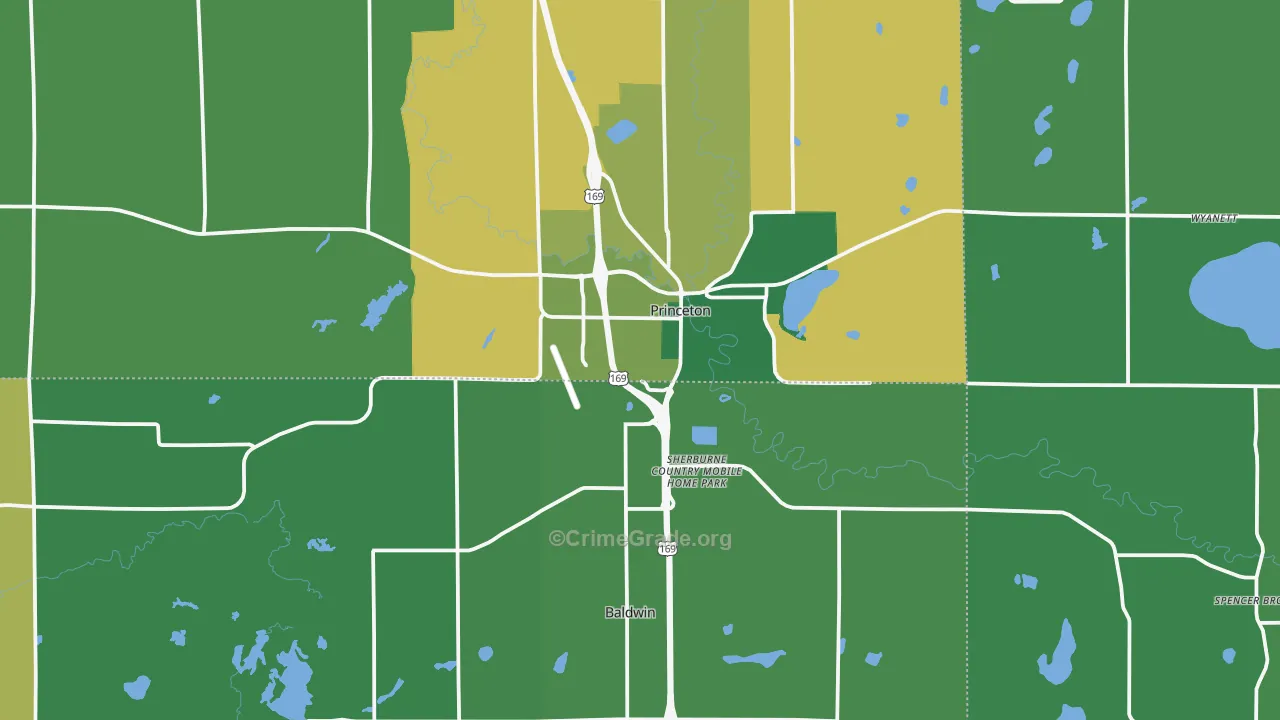 Princeton, MN Map of Vandalism Rates