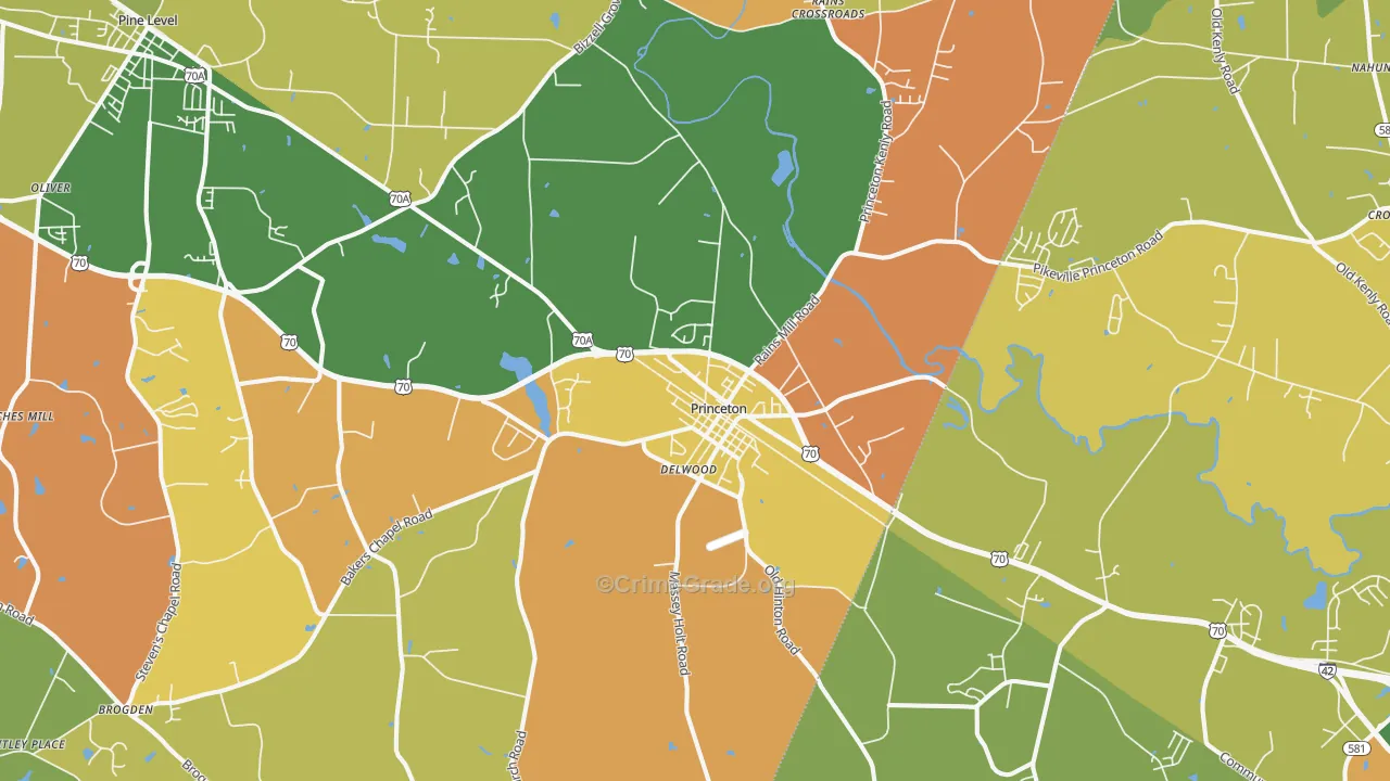 Princeton, NC Map of Vandalism Rates