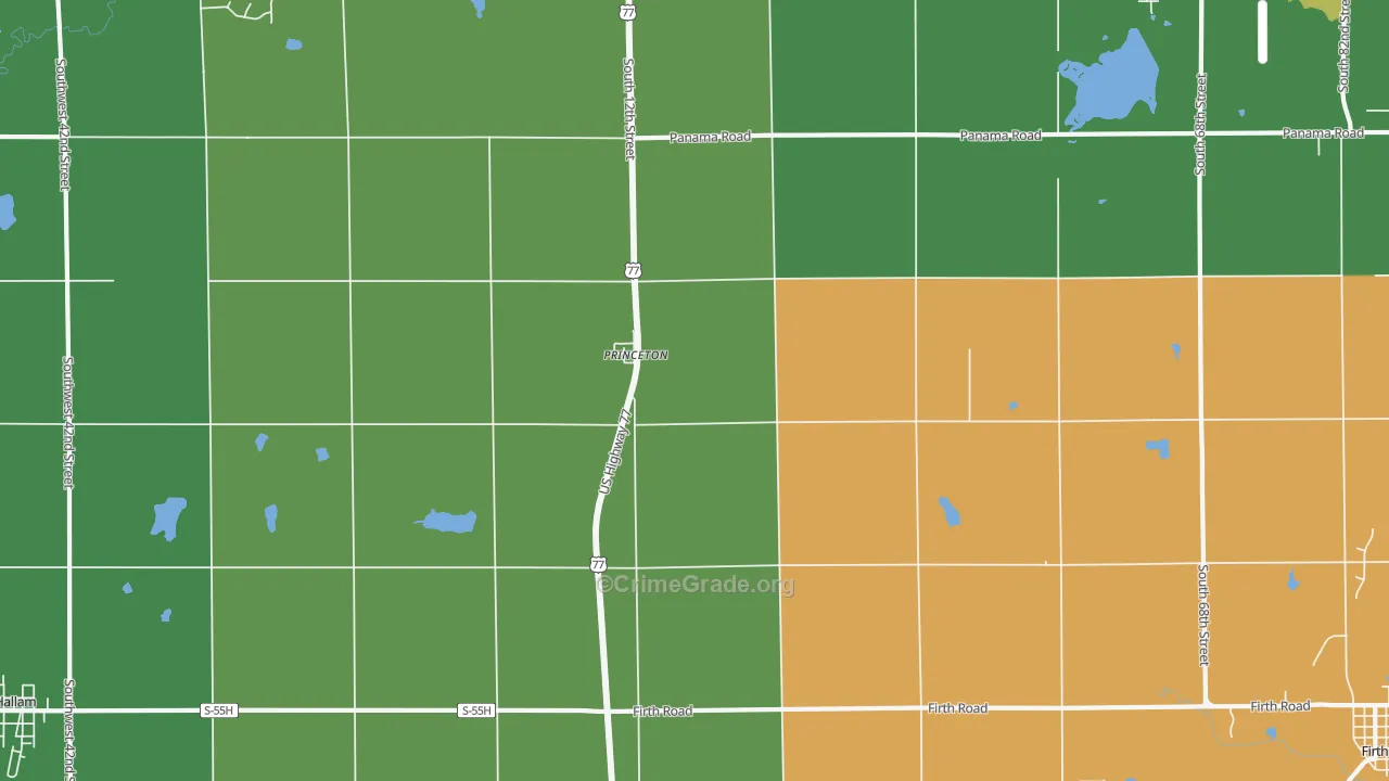 Princeton, NE Map of Vandalism Rates