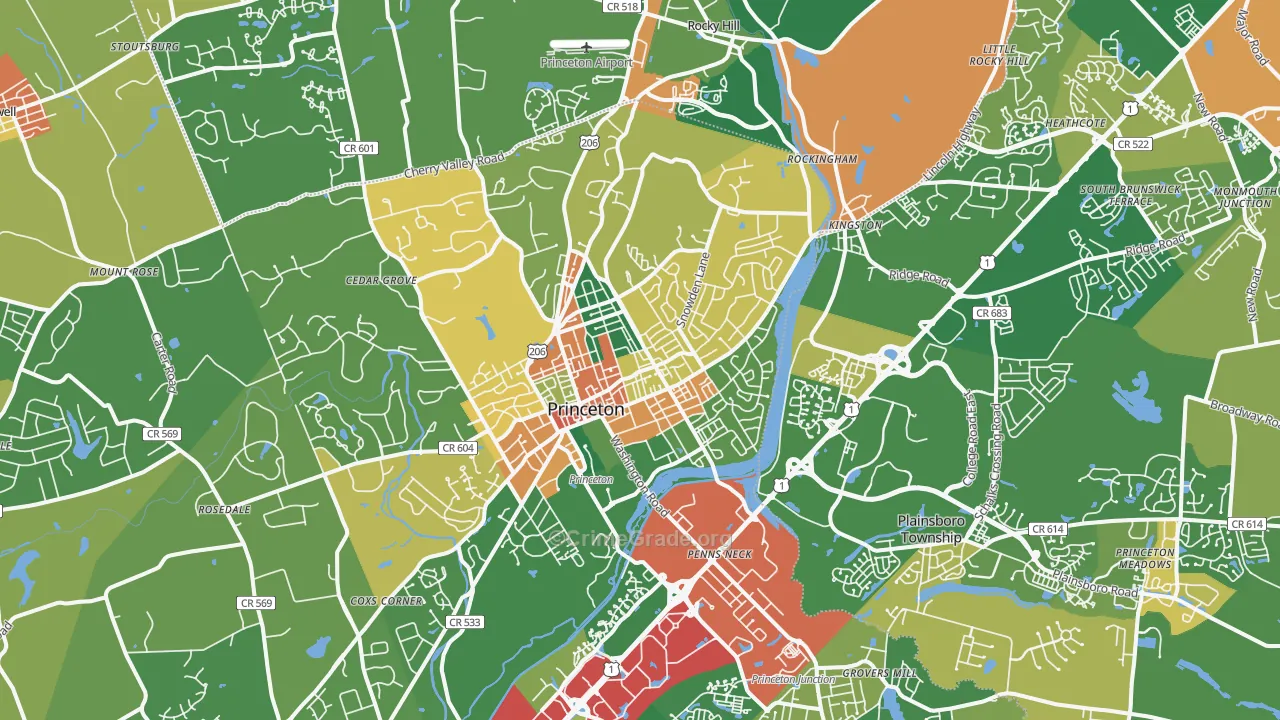 Princeton, NJ Map of Vandalism Rates