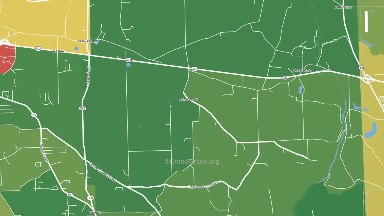 Princeton, PA Map of Vandalism Rates