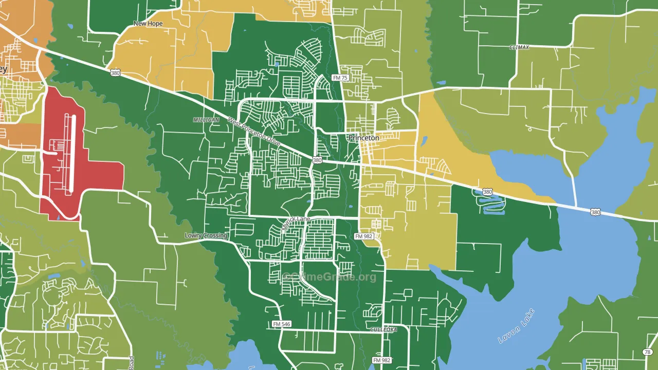 Princeton, TX Map of Vandalism Rates