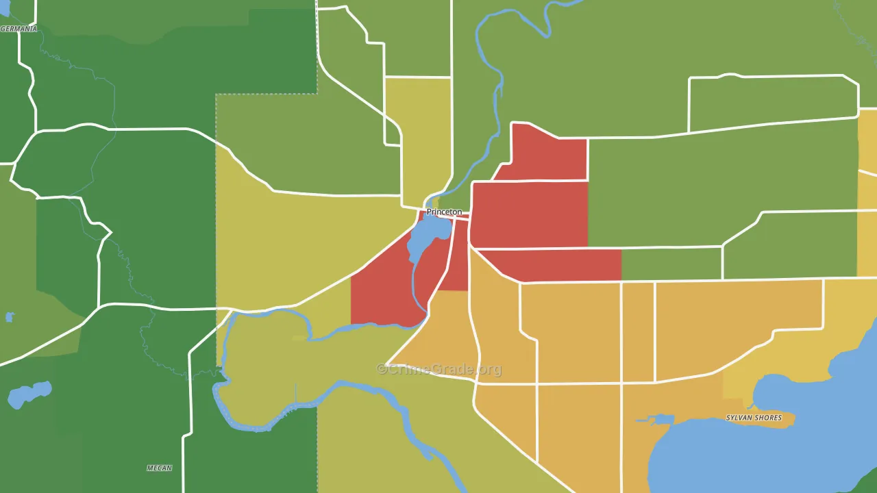 Princeton, WI Map of Vandalism Rates