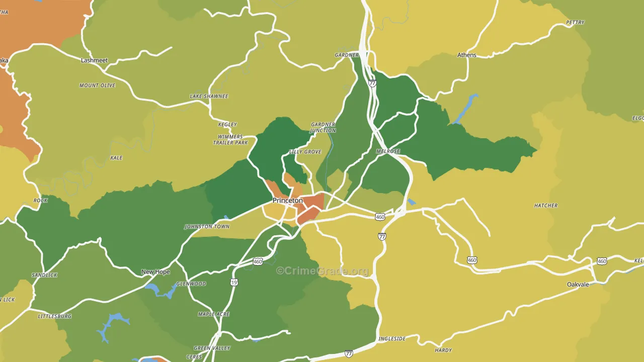 Princeton, WV Map of Vandalism Rates