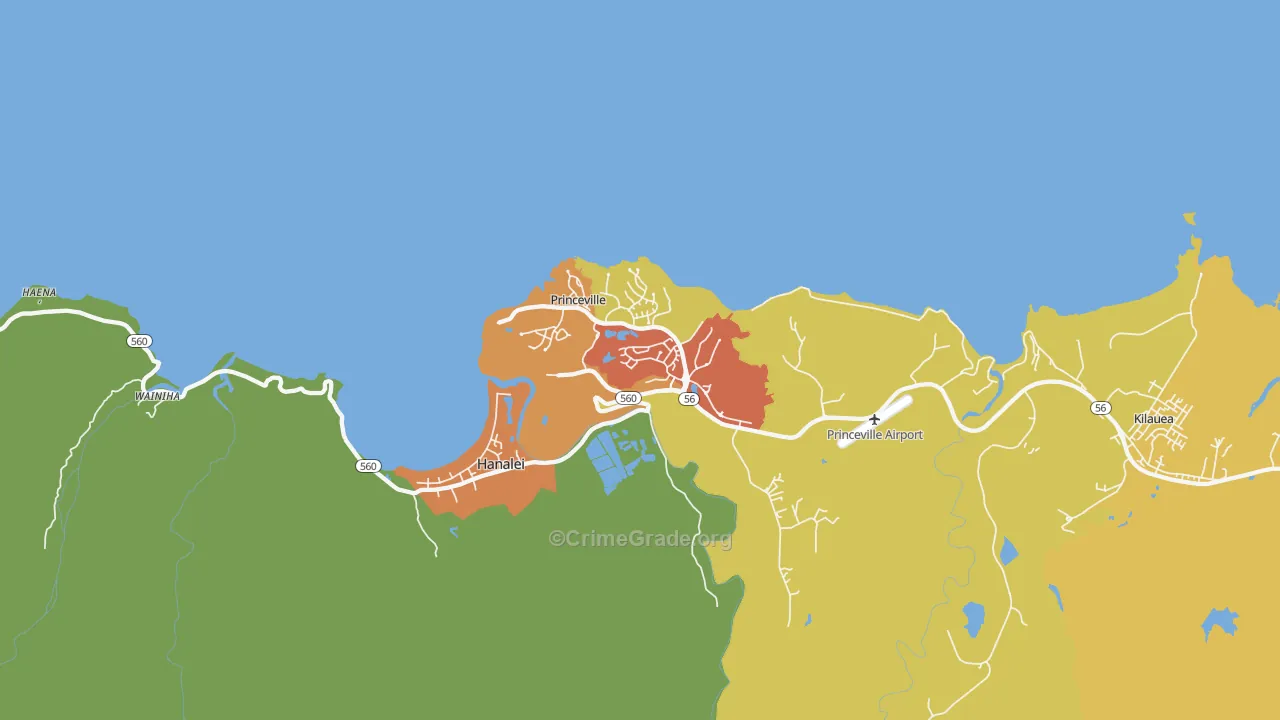 Princeville, HI Map of Vandalism Rates