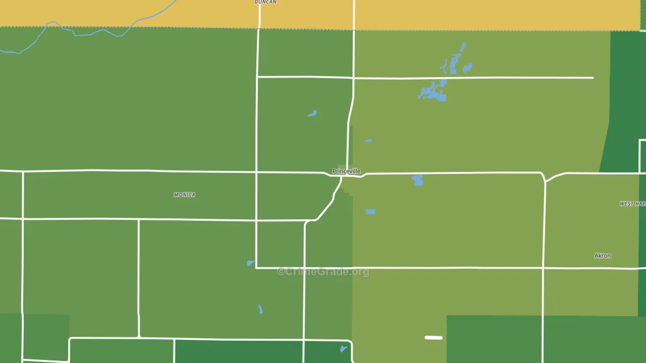 Princeville, IL Map of Vandalism Rates