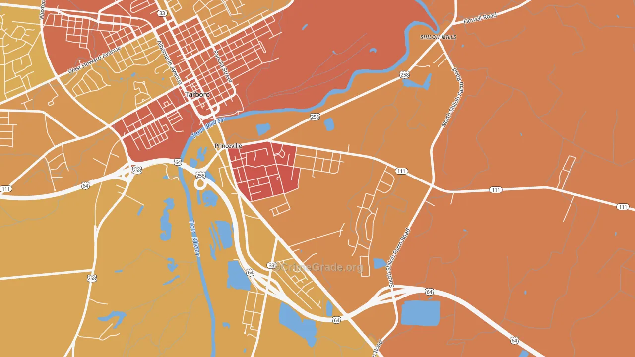 Princeville, NC Map of Vandalism Rates
