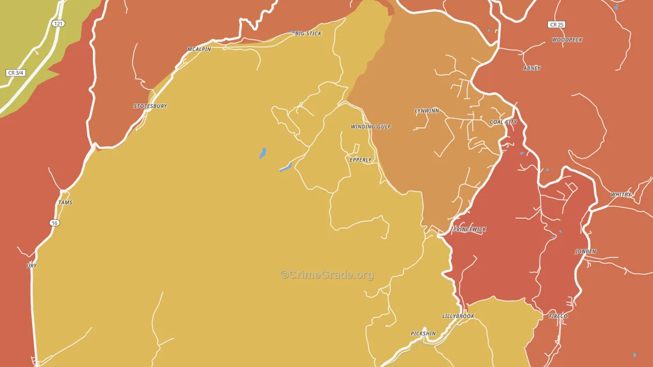 Princewick, WV Map of Vandalism Rates