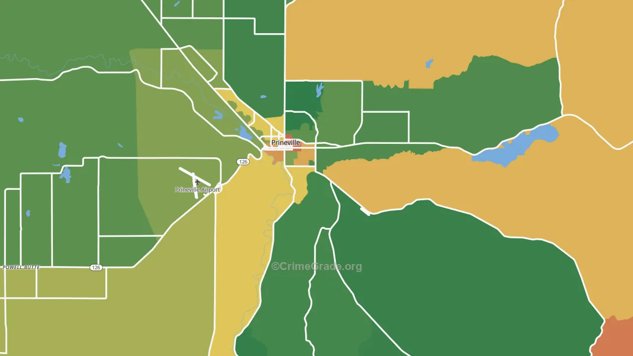 Prineville, OR Map of Vandalism Rates